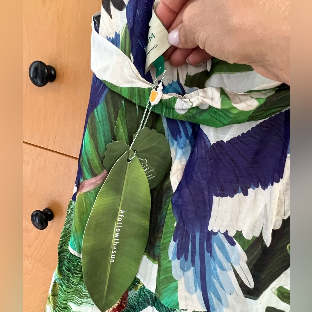 FARM Rio Tropical Leaf & Floral Maxi Dress in White, Green & Blue - Picture 8 of 8